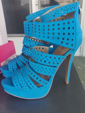 JustFab Traylene Blue Strappy High Heel Women's Size 9